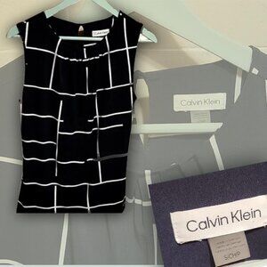 Womens Windowpane Knit Blouse Sleveless CALVIN KLEIN Size Small